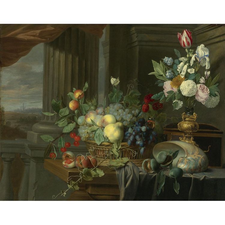 1024px-carstian_luyckx_-_still_life_of_a_basket_of_fruit2c_flowers_in_a_gilt_vase2c_a_nautilus_shell_and_other_objects_on_a_draped_table_near_an_open_window